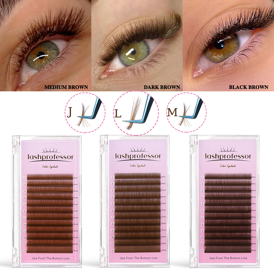 Lashprofessor J L M Curl Brown - đánh giá và giá Eyelash Extension For Asian Eyes