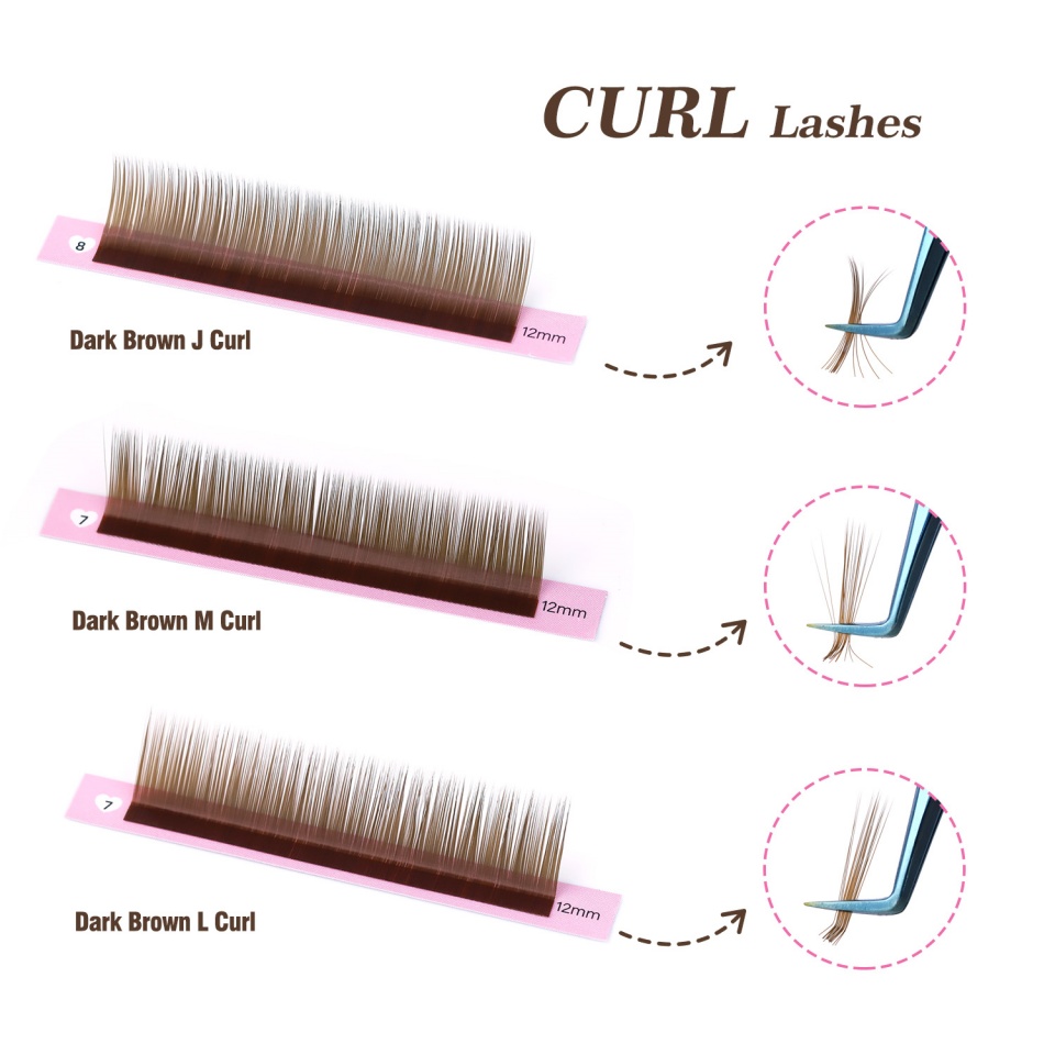Lashprofessor J L M Curl Brown - đánh giá và giá Eyelash Extension For Asian Eyes